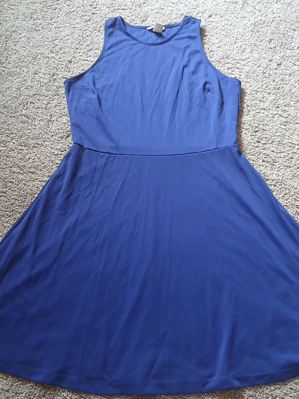 H&M Royal Blue Sleeveless Fit & Flare Mini Dress